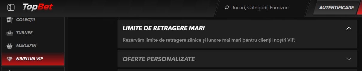 Accesează limite de retragere zilnice și lunare mai mari ca membru VIP TopBet